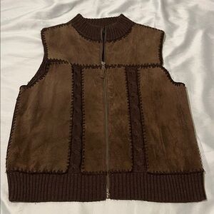 Designers Originals Stylish Studio Chocolate Brown Leather Vest Size Large